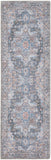10' Blue Floral Power Loom Distressed Washable Runner Rug