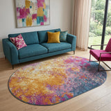 5' X 8' Blue Abstract Oval Rug