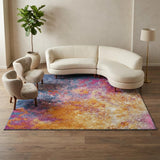 8' Blue Square Abstract Power Loom Area Rug