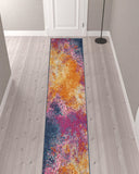 14' Blue Abstract Runner Rug