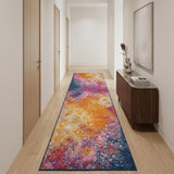 12' Blue Abstract Power Loom Runner Rug