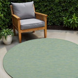 6' Blue Round Power Loom Area Rug