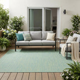 5' X 7' Blue and Green Indoor Outdoor Area Rug