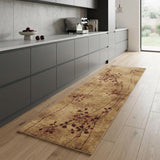 8' Brown Floral Power Loom Runner Rug