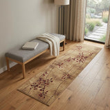 6' Brown Floral Power Loom Runner Rug