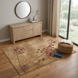 4' X 6' Brown Floral Power Loom Area Rug