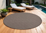 8' Brown Round Power Loom Area Rug