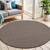 6' Brown Round Power Loom Area Rug