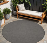 8' Charcoal Round Power Loom Area Rug