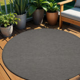 6' Charcoal Round Power Loom Area Rug