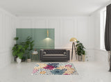 5' X 7' Cream Floral Power Loom Area Rug