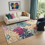 5' X 7' Cream Floral Power Loom Area Rug
