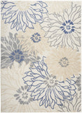 5' X 7' Cream Floral Power Loom Distressed Area Rug