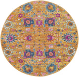 4' Gold Round Floral Power Loom Area Rug