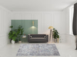 8' X 10' Gray Floral Power Loom Distressed Area Rug