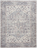 8' X 10' Gray Floral Power Loom Distressed Area Rug