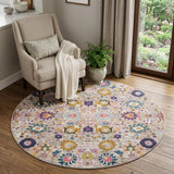 5' Gray Round Floral Power Loom Area Rug