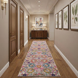 10' Gray Floral Power Loom Runner Rug