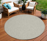 8' Gray Round Power Loom Area Rug
