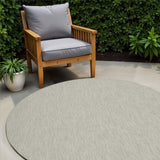 6' Gray Round Power Loom Area Rug