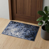 2' X 3' Light Blue Abstract Power Loom Distressed Area Rug