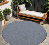 8' Navy Blue Round Power Loom Area Rug