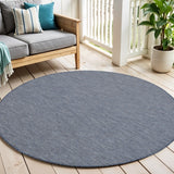 6' Navy Blue Round Power Loom Area Rug