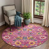4' Pink Round Floral Power Loom Area Rug