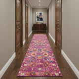 10' Pink Floral Power Loom Runner Rug