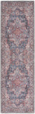 10' Red Floral Power Loom Distressed Washable Runner Rug
