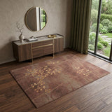 4' X 6' Brown Floral Power Loom Area Rug