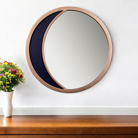 12" Bronze and Black Round Metal Framed Accent Mirror