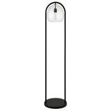 65" Black Column Floor Lamp With Clear Seeded Glass Globe Shade