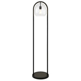 65" Black Column Floor Lamp With Clear Seeded Glass Globe Shade
