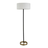 62" Black And White Floor Lamp With White Fabric Drum Shade