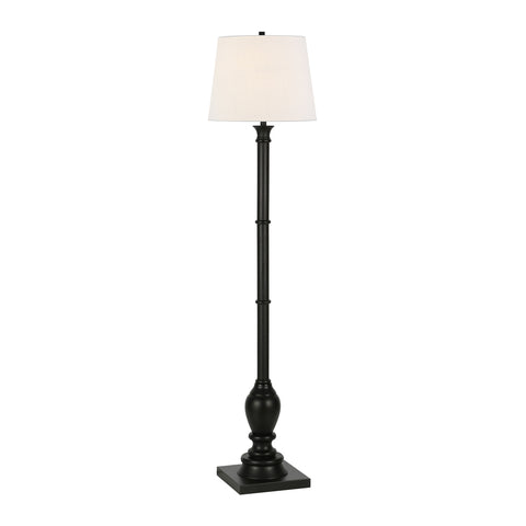 66" Black Traditional Shaped Floor Lamp With White Frosted Glass Empire Shade