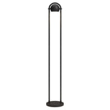64" Black Column Floor Lamp With Black Globe Shade