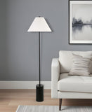 64" Black And White Floor Lamp With White Fabric Empire Shade