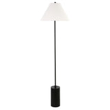 64" Black And White Floor Lamp With White Fabric Empire Shade