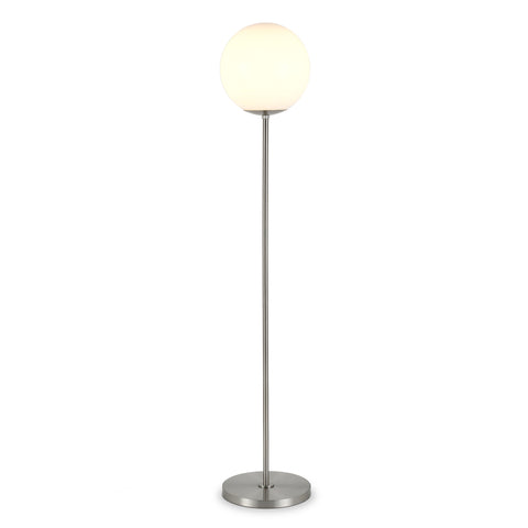 62" Silver Novelty Floor Lamp With White Plastic Globe Shade