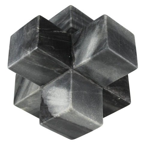 6" Black Marble Decorative Jack Tabletop Sculpture
