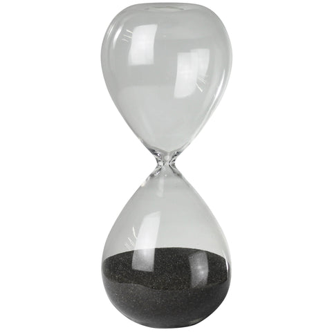 8" Clear And Gray Glass Hourglass Tabletop Sculpture