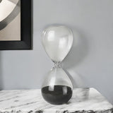 8" Clear And Gray Glass Hourglass Tabletop Sculpture