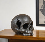 5" Dark Gray Cast Iron Decorative Skull Tabletop Sculpture