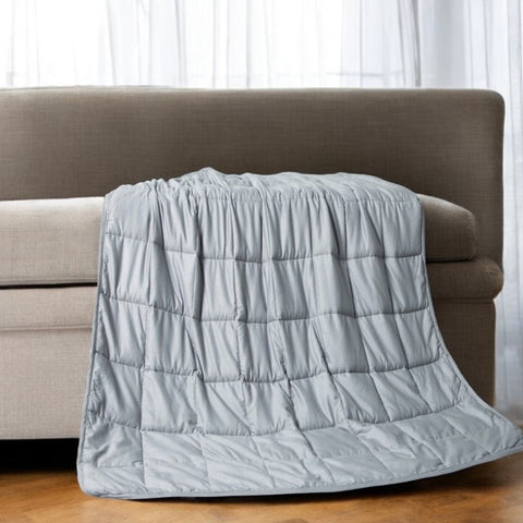 48" X 72" Light Gray Cotton Quilted Plush 15 Pound Weighted Blanket
