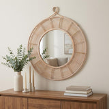 37" Natural Round Framed Accent Mirror