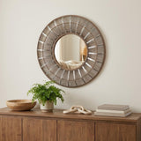 32" Brown Round Accent Mirror
