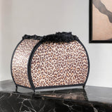 12" Brown and White Funky Leopard Pattern Novelty Table Lamp