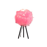 21" Black And Pink Faux Feather Tripod Table Lamp