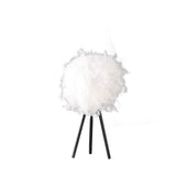 21" Black And White Faux Feather Tripod Table Lamp
